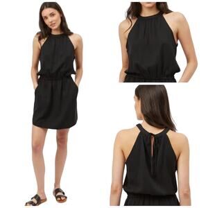 10 Tree Cypress Halterneck Summer Dress in Meteorite Black Tencel Size Large